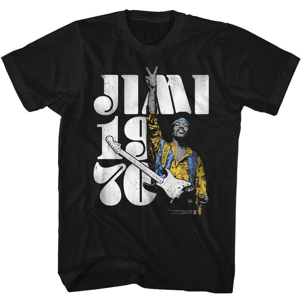 Jimi Hendrix Peace Jimi Black Adult T Shirt